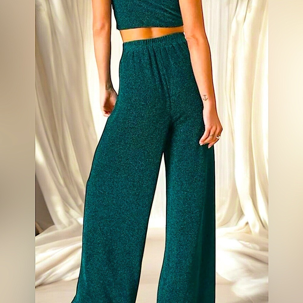 Lulu’s Sparkle with Merriment Black and Teal Green Two-Piece Jumpsuit - Picture 5 of 11